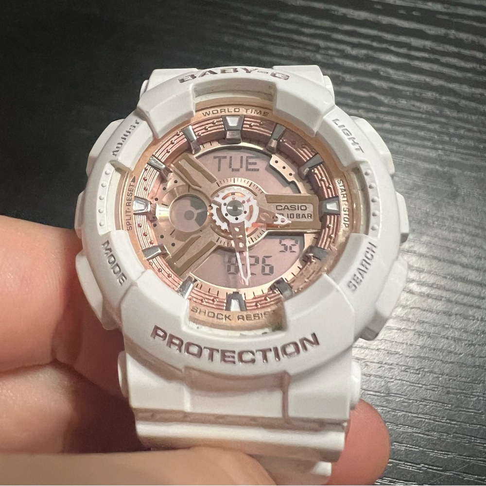 Baby G-Shock White and Rose Gold Women's Watch